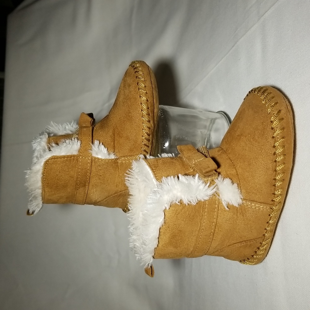 Sherpa Lined Tan Baby Booties.